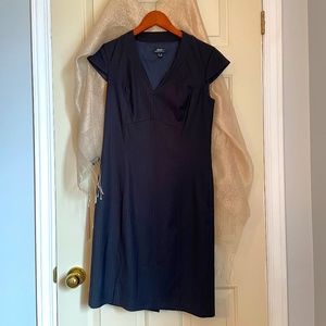 Pinstripe navy work dress